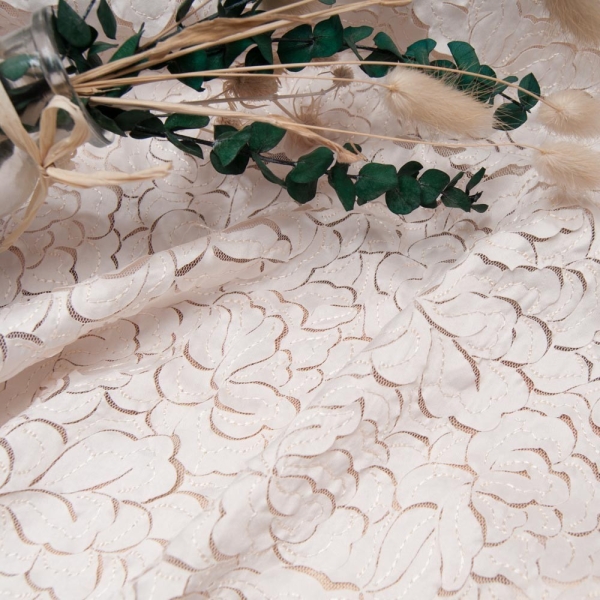 Superbe dentelle ECRUE originale haut de gamme stretch ( sur maille type résille)