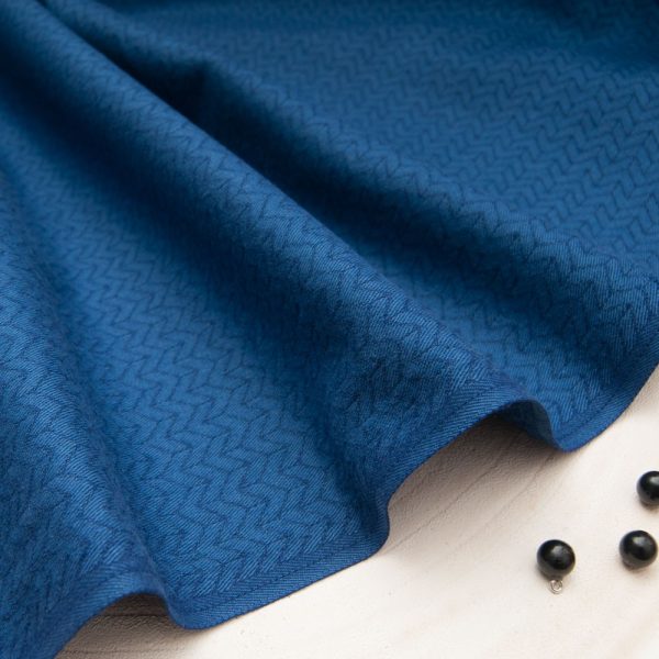 superbe jacquard bleu outremer Coton, Viscose, elasthanne