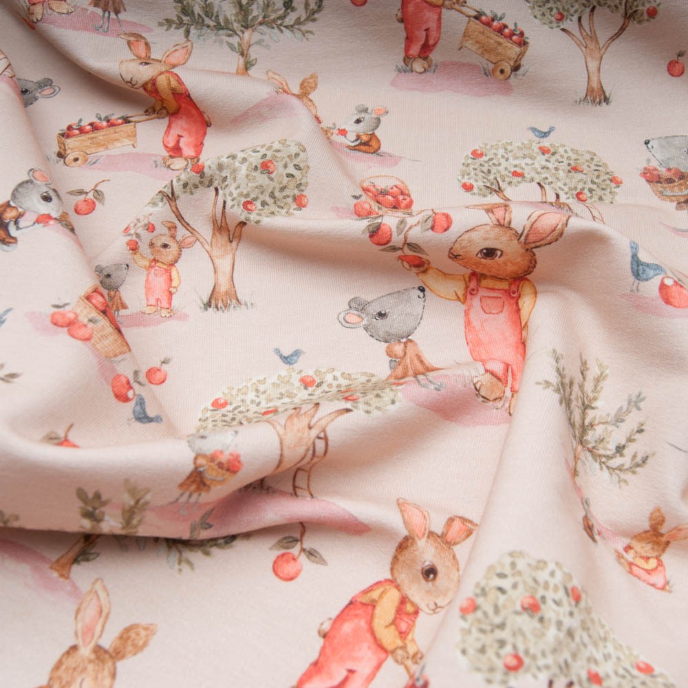 sweat French Terry 95% COTON 5 % Elasthanne Lapin rose poudré