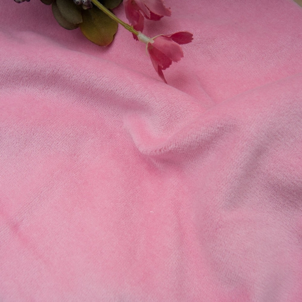 tissu doudou jersey velours ROSE foncé COTON Polyester