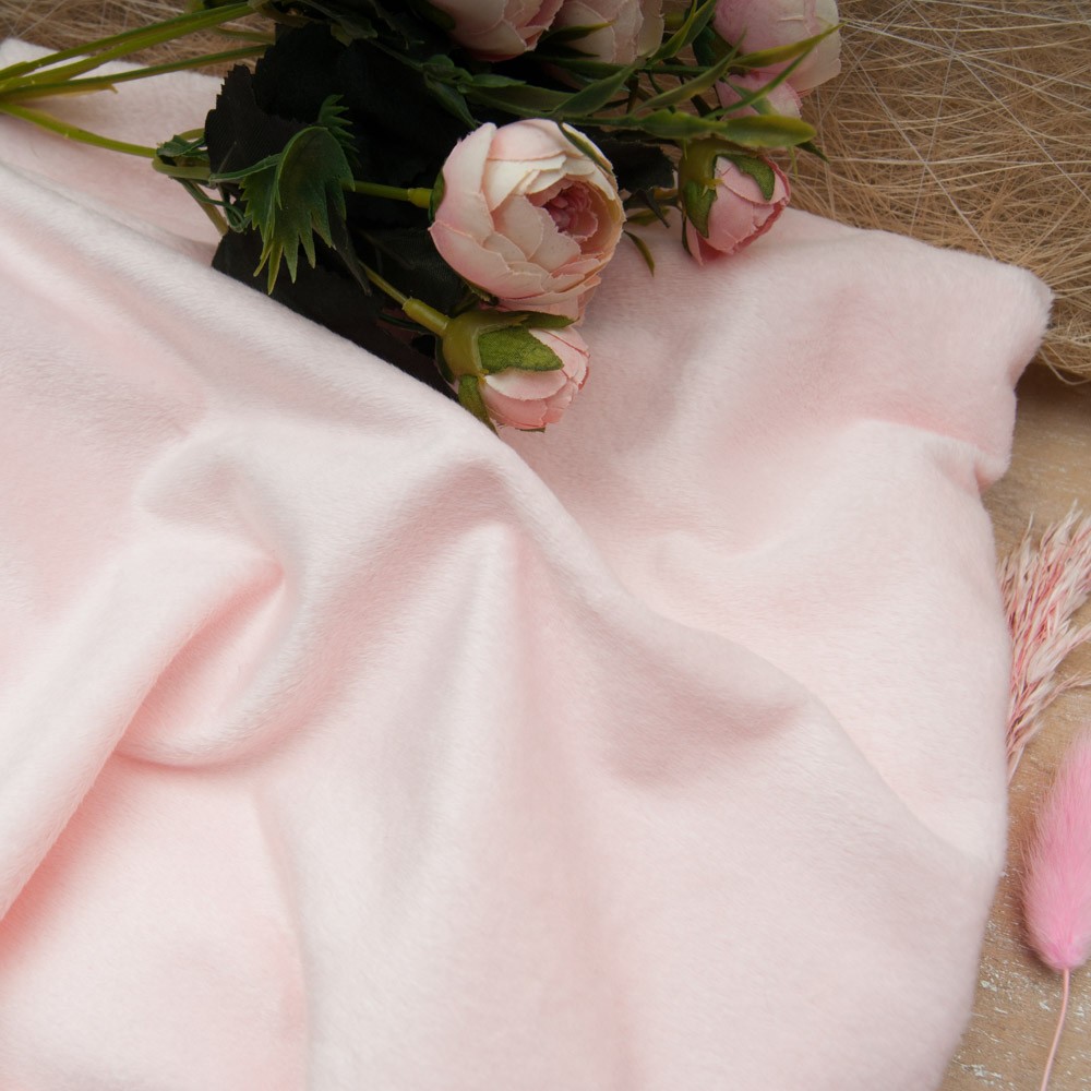 tissu doudou ROSE Dragée Polyester