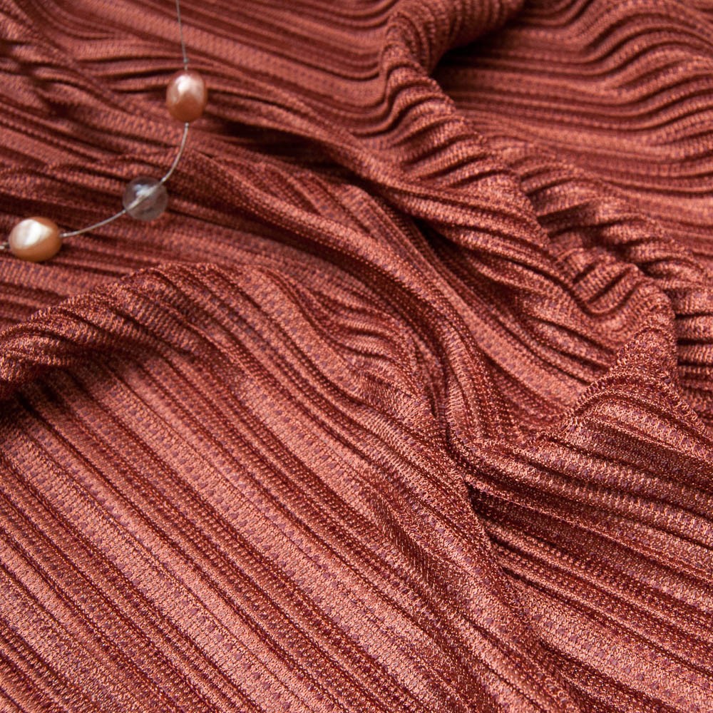 tissu effet plissé cuivre