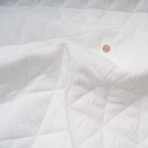 Tissu sweat Blanc matelassé gaufré polyester