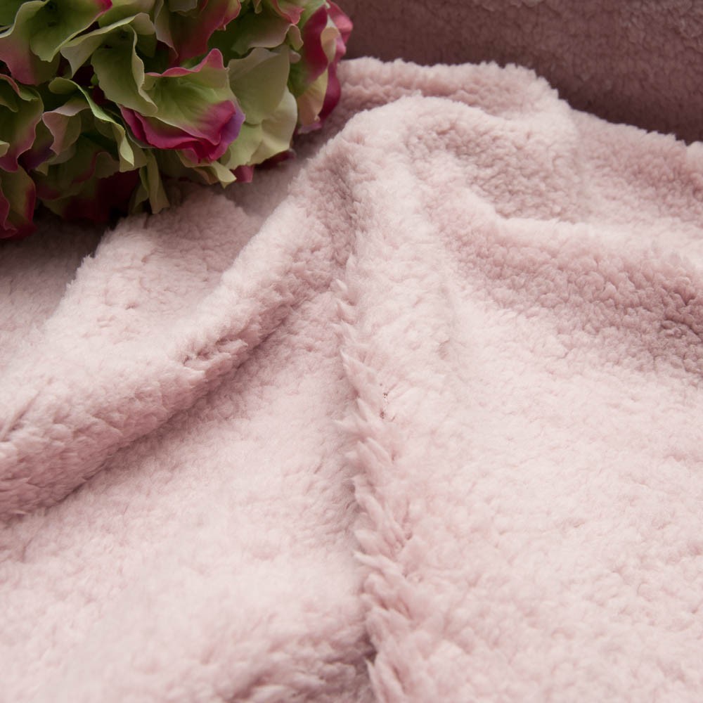 Coupon Teddy Sherpa Vieux ROSE imitation fourrure mouton 75cm