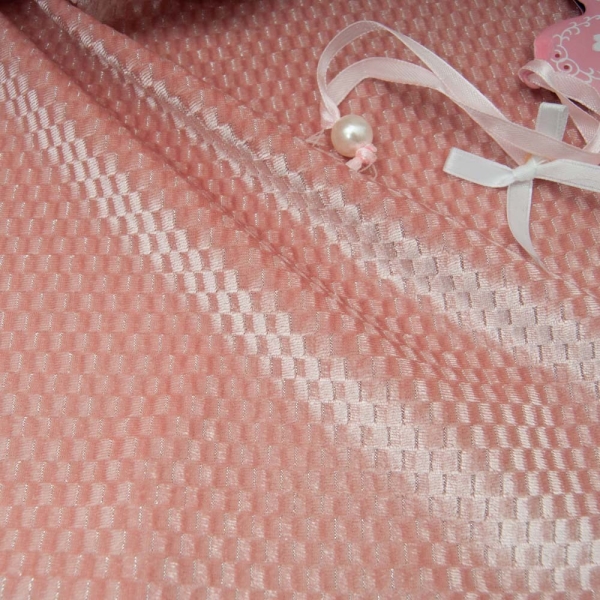 tissu velours stretch texturé damier rose et fil lurex