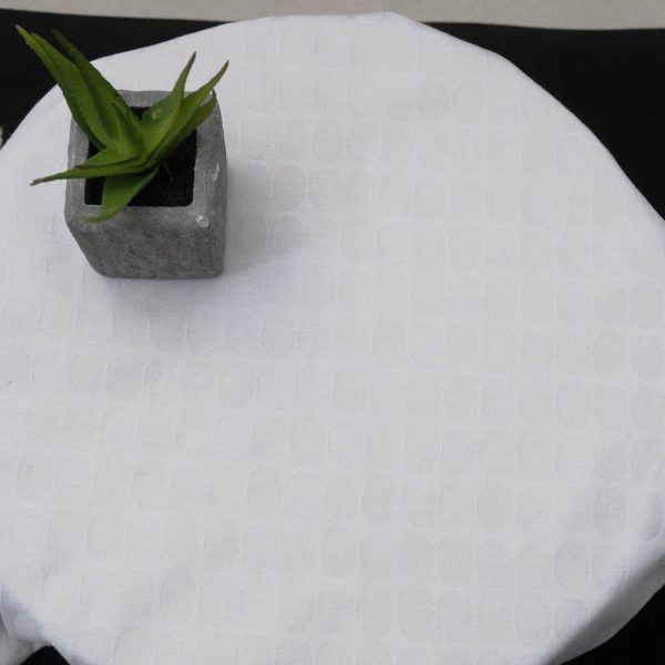 toile coton blanc à pastilles en relief