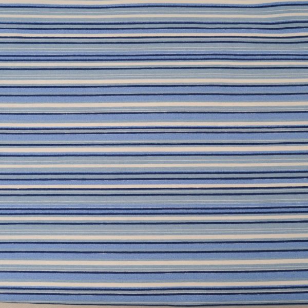 toile polyester stretch rayée bleu blanc Ref 1008