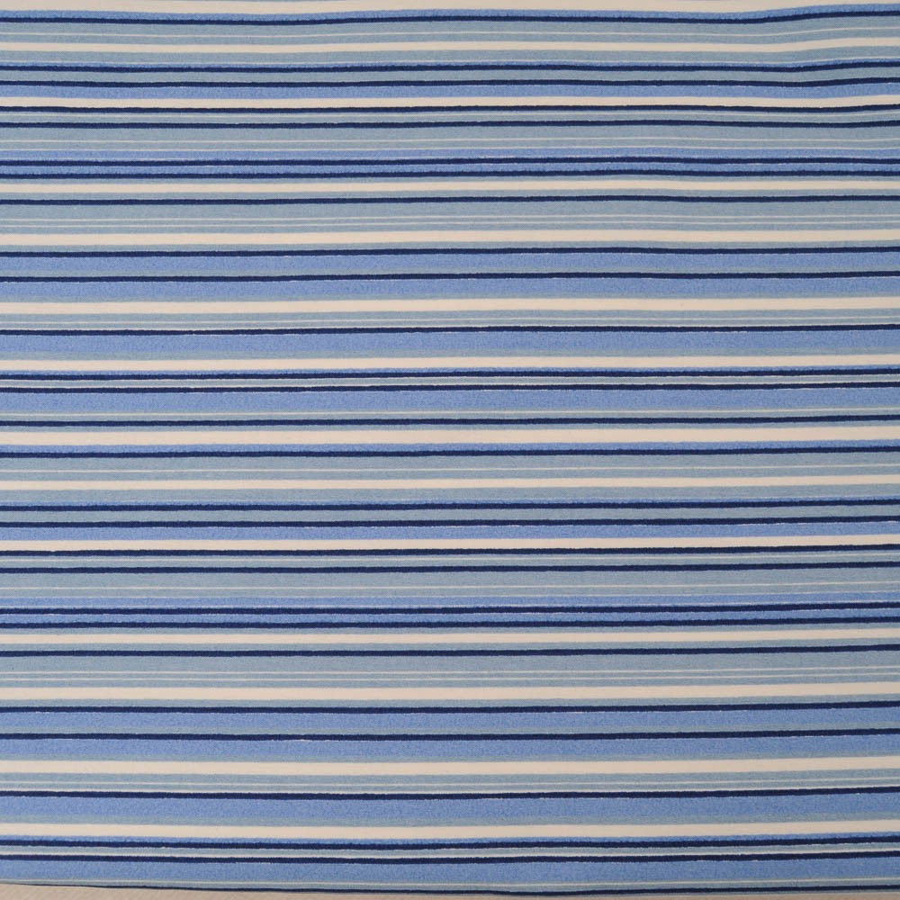 toile polyester stretch rayée bleu blanc Ref 1008