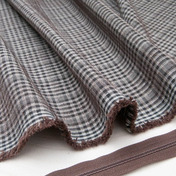velours carreaux marrons réversible polycoton