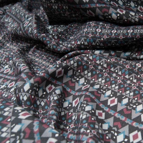 viscose imprimée gris noir bordeaux