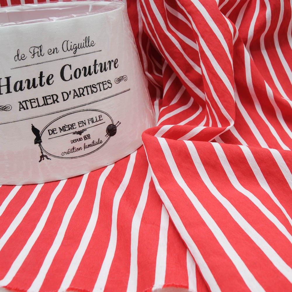 viscose rayée rouge blanc Haut de gamme