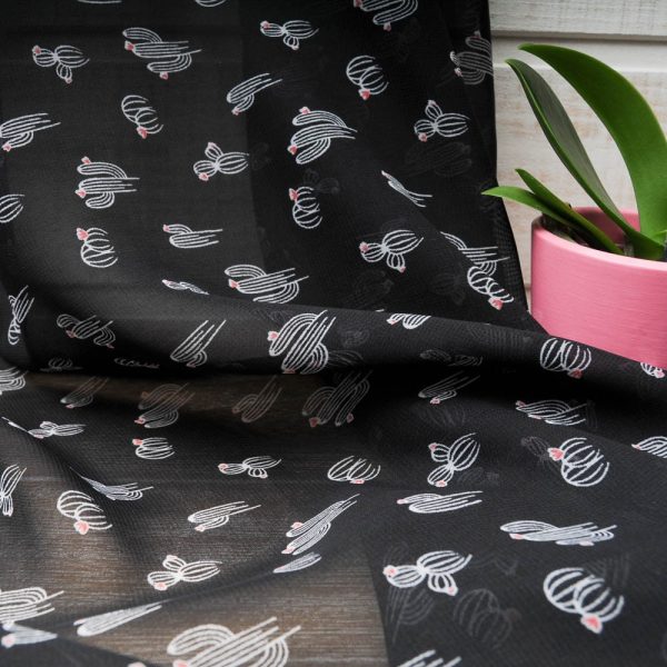 voile cactus polyester noir