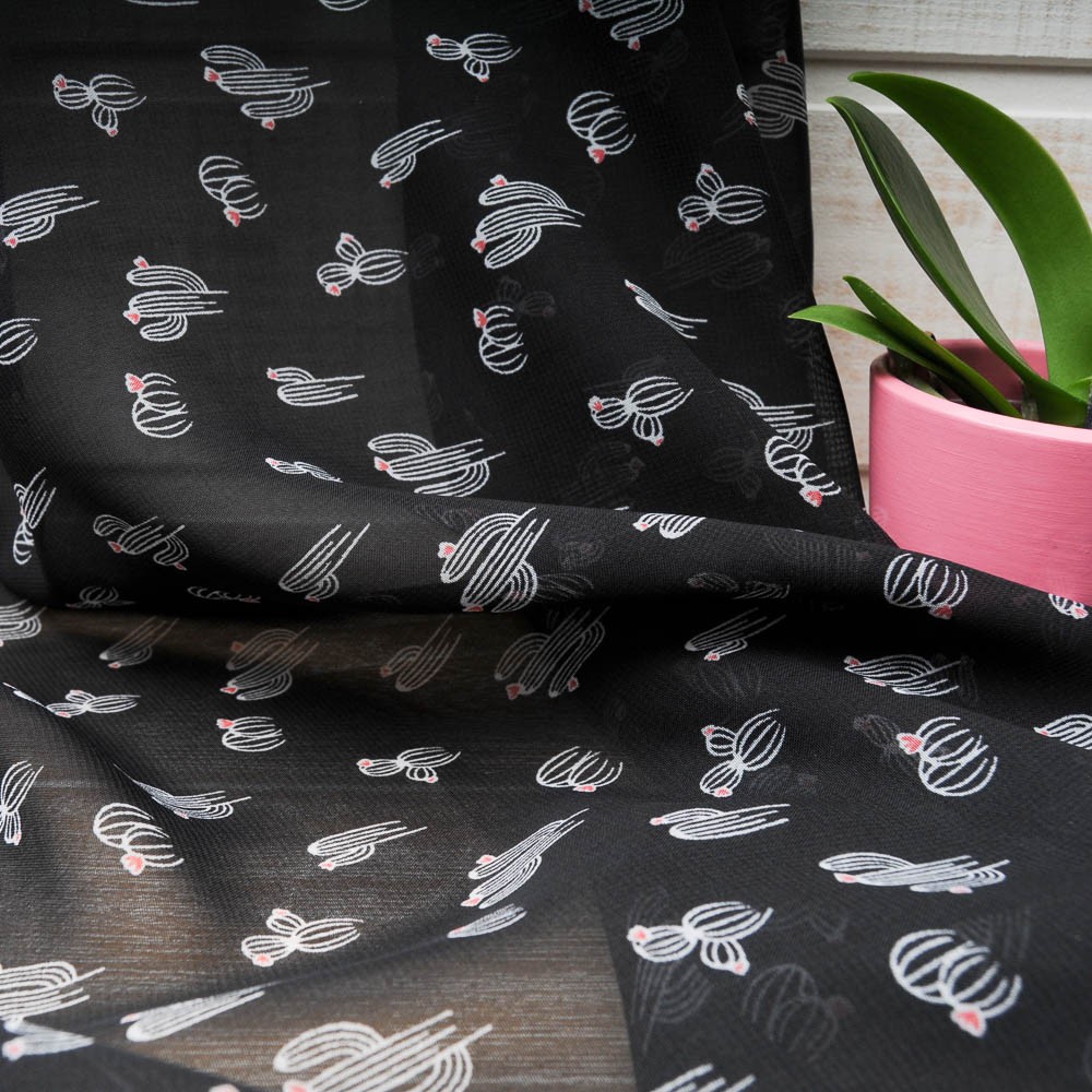 voile cactus polyester noir