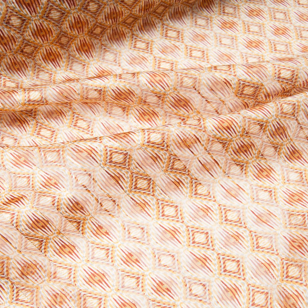 voile polyester rayure lurex doré fond ocre