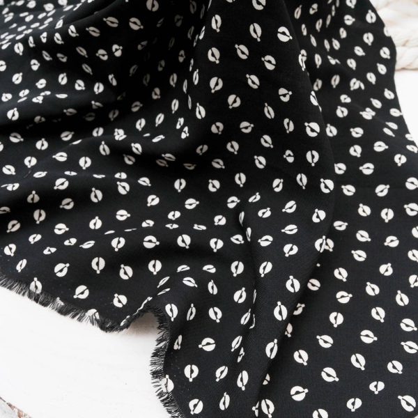 voile viscose polyester noir à petits motifs type grain de café