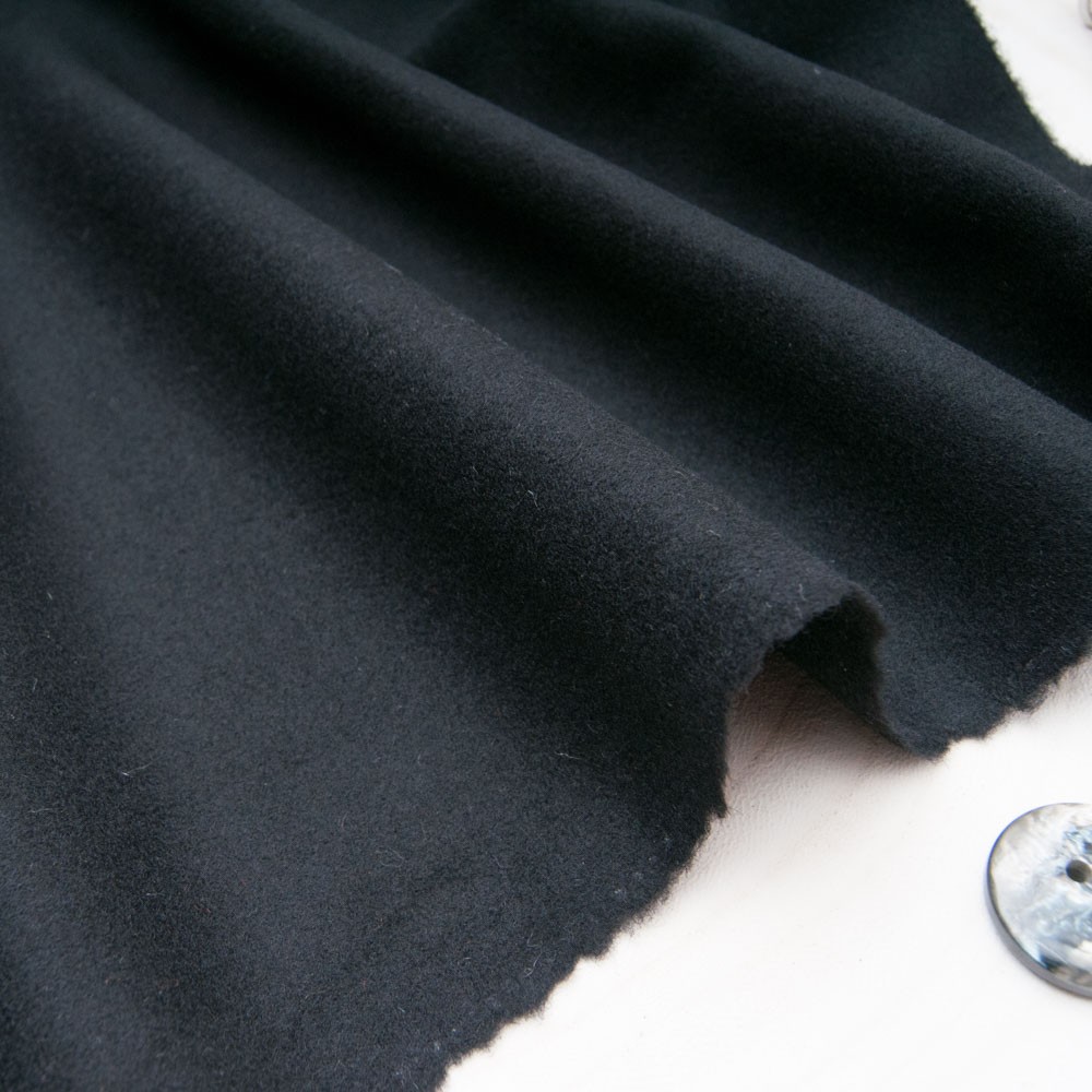 Caban drap de laine NOIR polyester et Laine