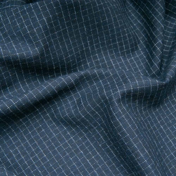 Coton flanelle à petits carreaux bleu marine