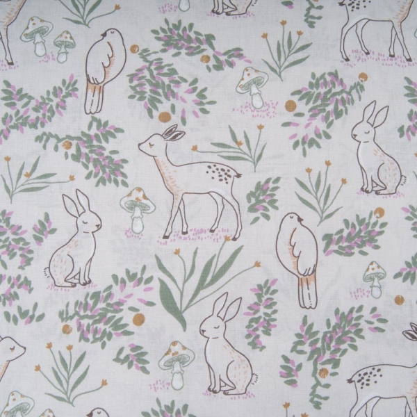 Coton OEKO TEX Biche Lapin fond gris clair