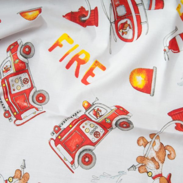 Mini Coupon Coton OEKO TEX camions Pompiers Chi x 80cm