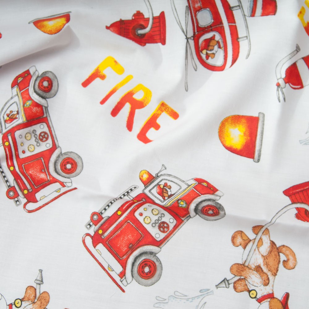 Mini Coupon Coton OEKO TEX camions Pompiers Chi x 80cm