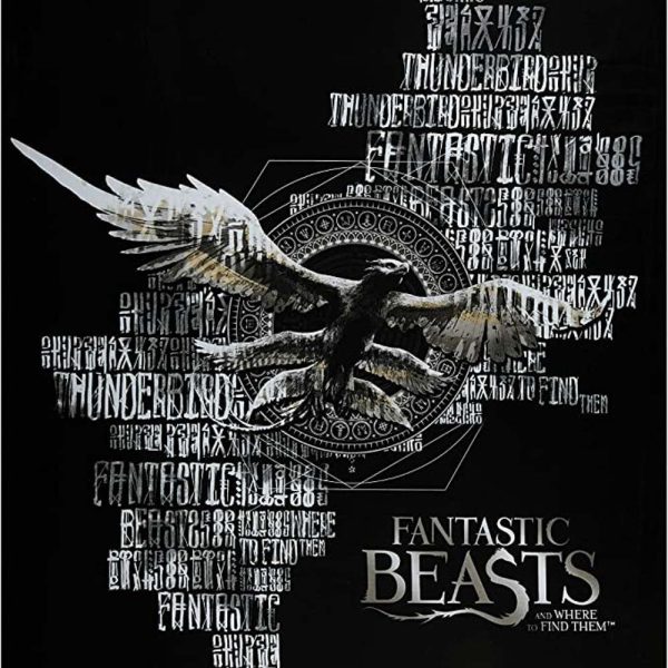 COUPON Coton imprimé sous licence - Les Animaux fantastiques - Panneau 90cm X 112cm Noir