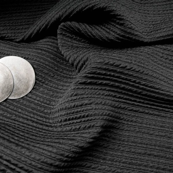 Jersey Polyviscose strié noir