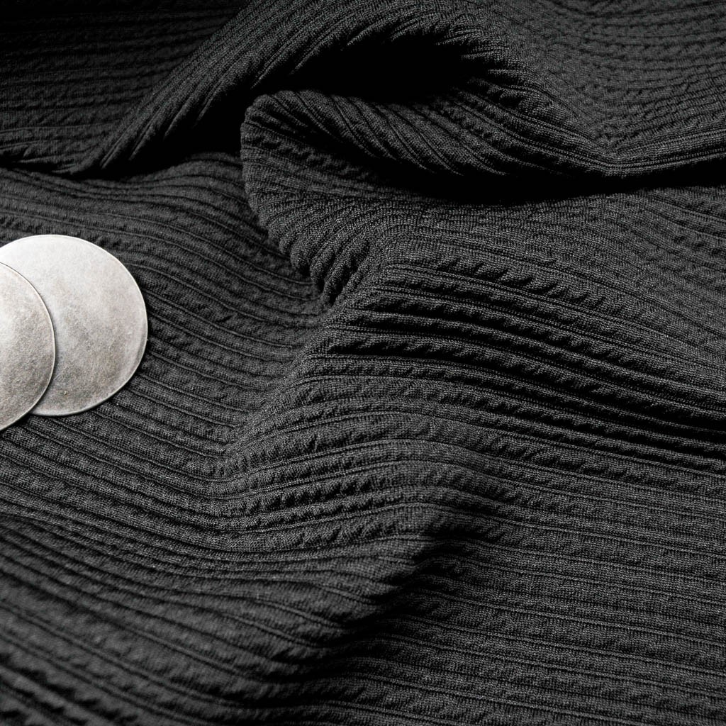 Jersey Polyviscose strié noir