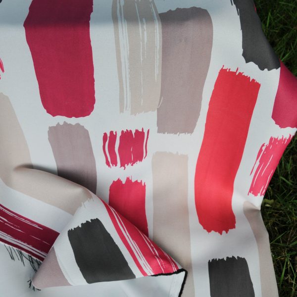 Coupon Toile Polyester "Scotch gris rose " 90cm Ameublement
