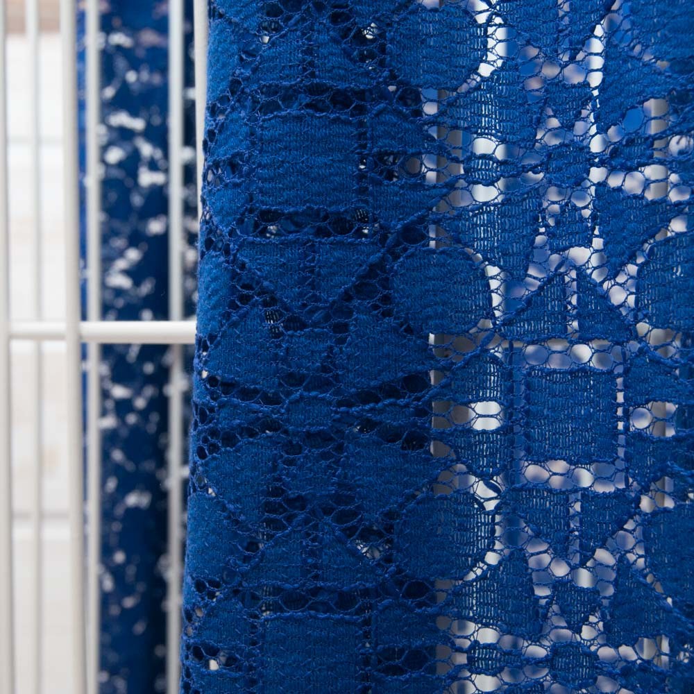 Dentelle Bleu Roi de qualité motif géométrique