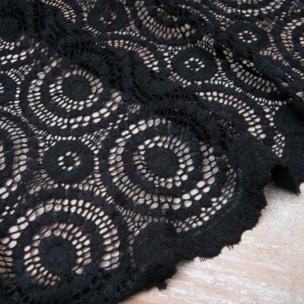 Dentelle NOIRE stretch festonnée polyamide elasthanne