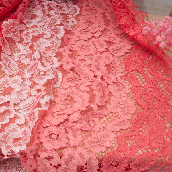 Dentelle festonnée à bande couleur dégradé de rose