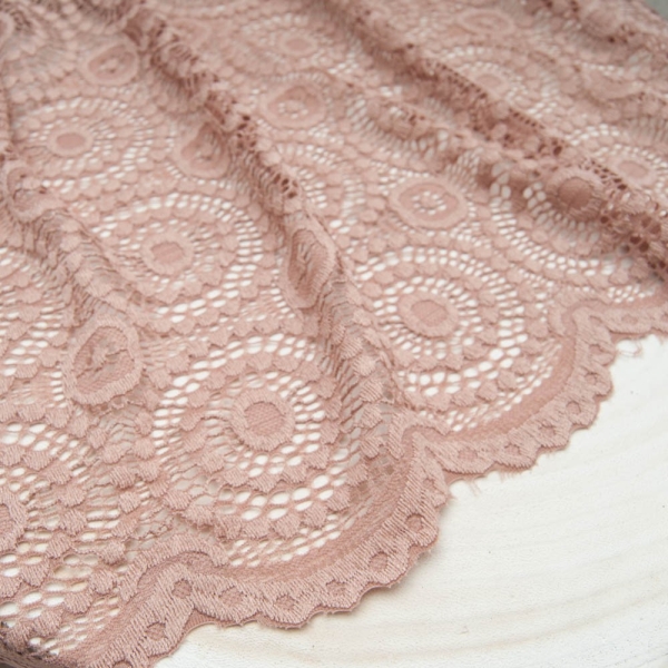 Dentelle Vieux Rose stretch festonnée