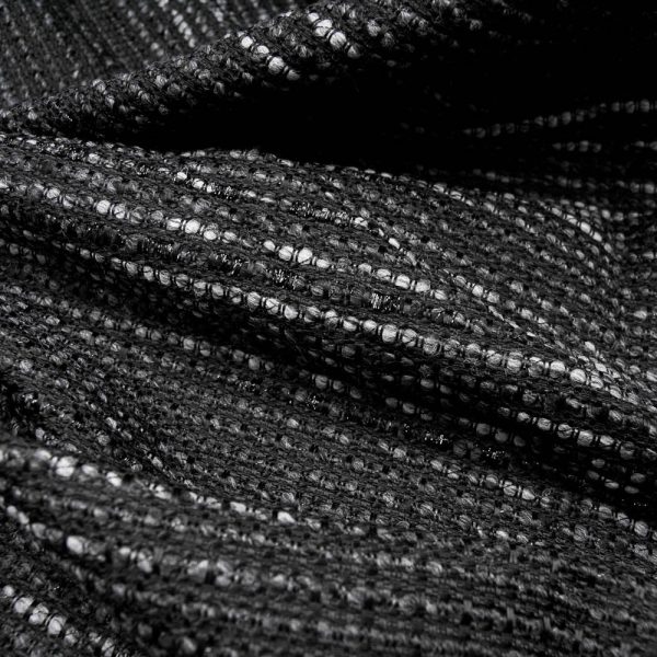 Coupon Jacquard Haute Couture natté noir gris 1m15
