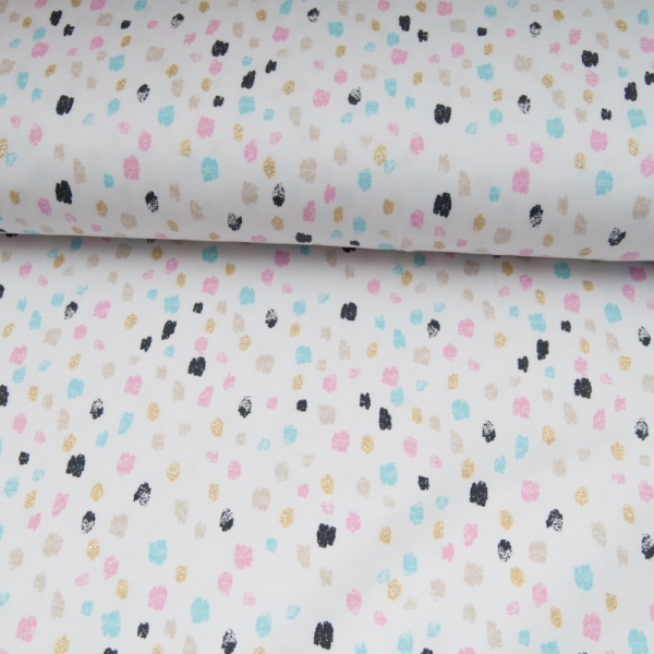 Jersey COTON Glitter motif Points colorés avec paillettes