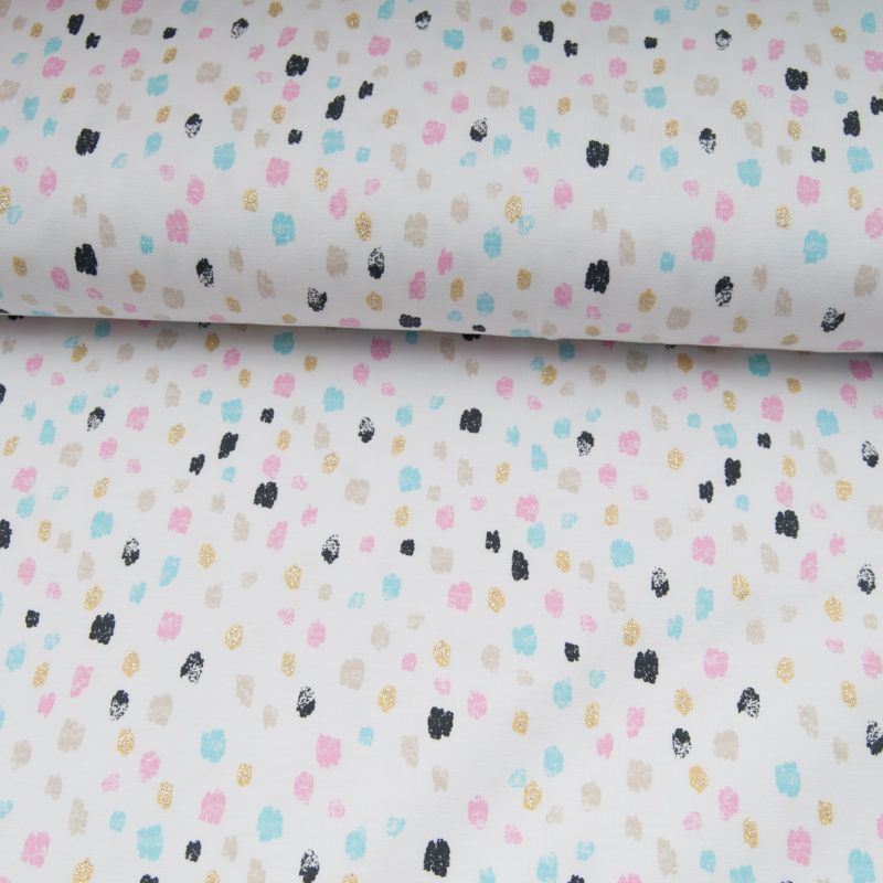 Jersey COTON Glitter motif Points colorés avec paillettes
