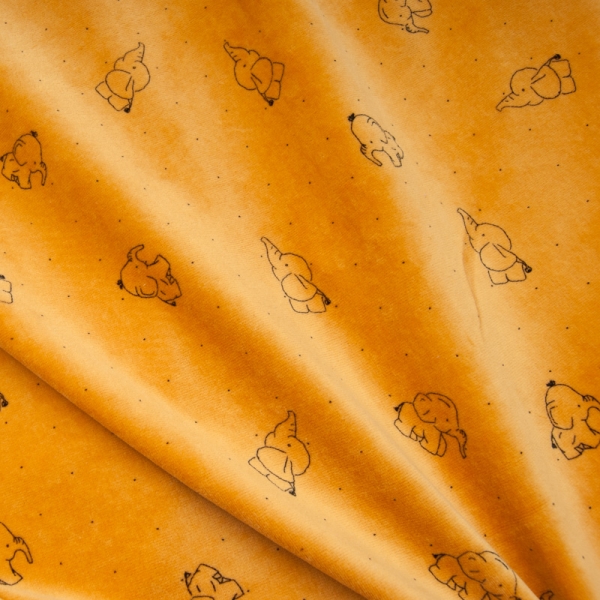 adorable velours stretch Nicky petit Elephant pour les bout d'choux OCRE