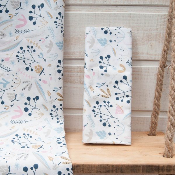 Mini Coupon Coton OEKOTEX brindille pastel fond blanc 50cm x 80cm