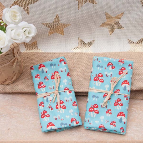 MINI COUPON COTON premium 50x 55cm Champignon Turquoise