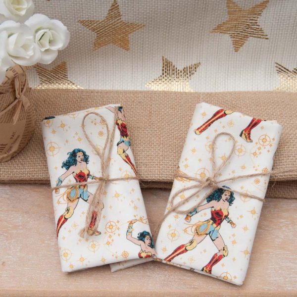 MINI COUPON COTON premium 50x 55cm LICENCE WONDER WOMAN Blanc