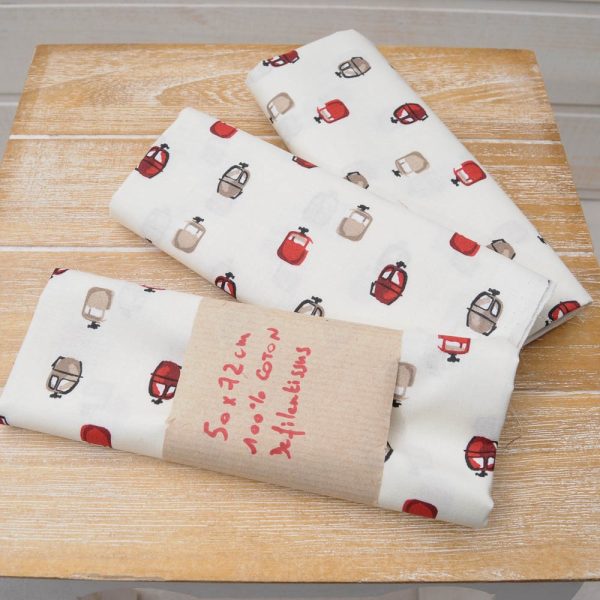 Mini coupon toile coton CABINES 50 x 72cm fond beige