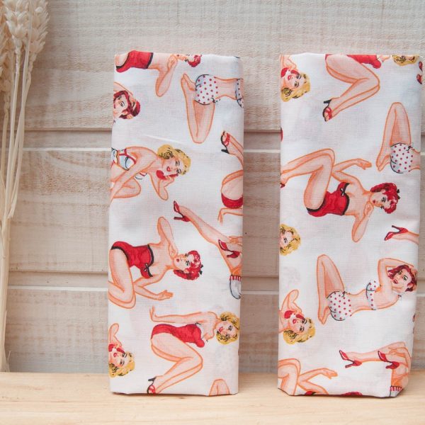 Mini coupon toile coton OEKOTEX "Coquine" BLANC 50x 75cm