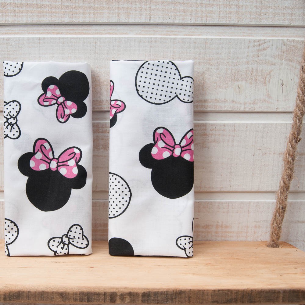 Mini coupon toile coton OEKOTEX Minnie ROSE fond BLANC 50x 80cm