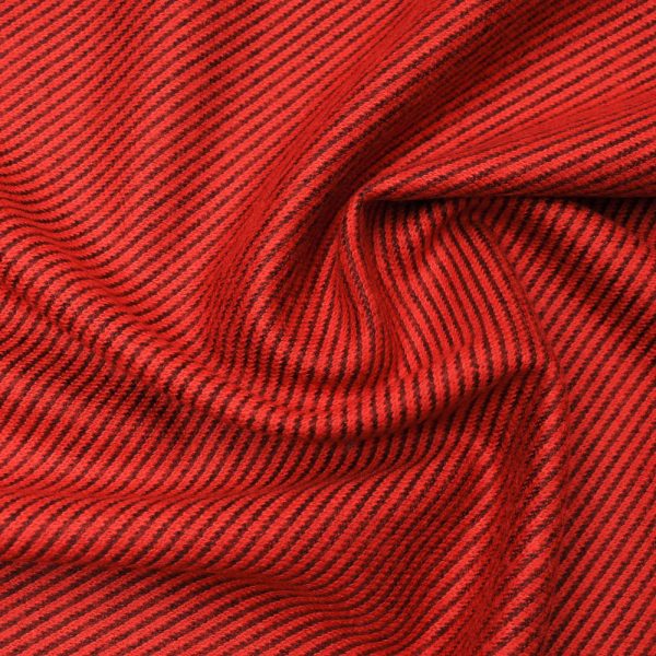 Molleton douillet rouge orangé strié noir