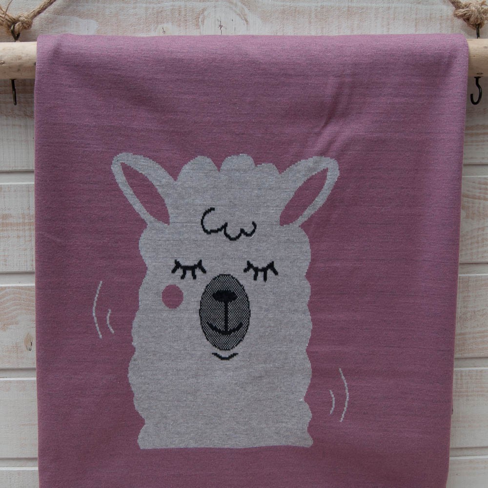 Panneau jacquard Coton Lama parme 95cm x 150cm