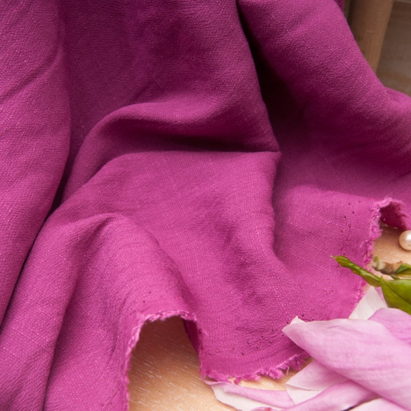 Crêpe viscose Fuschia aspect et toucher Lin