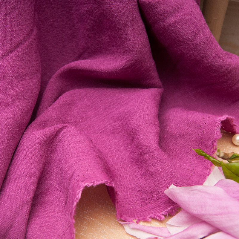 Crêpe viscose Fuschia aspect et toucher Lin