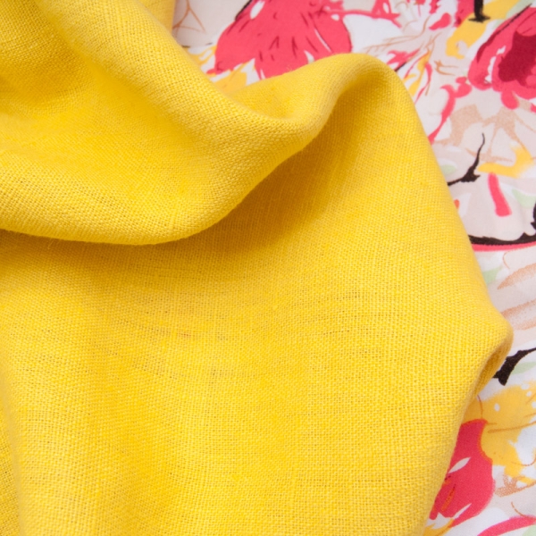 Coupon LIN polyester jaune flashy 2m50