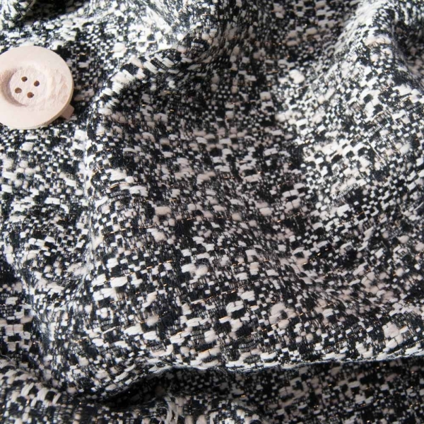superbe tweed noir et beige métallisé