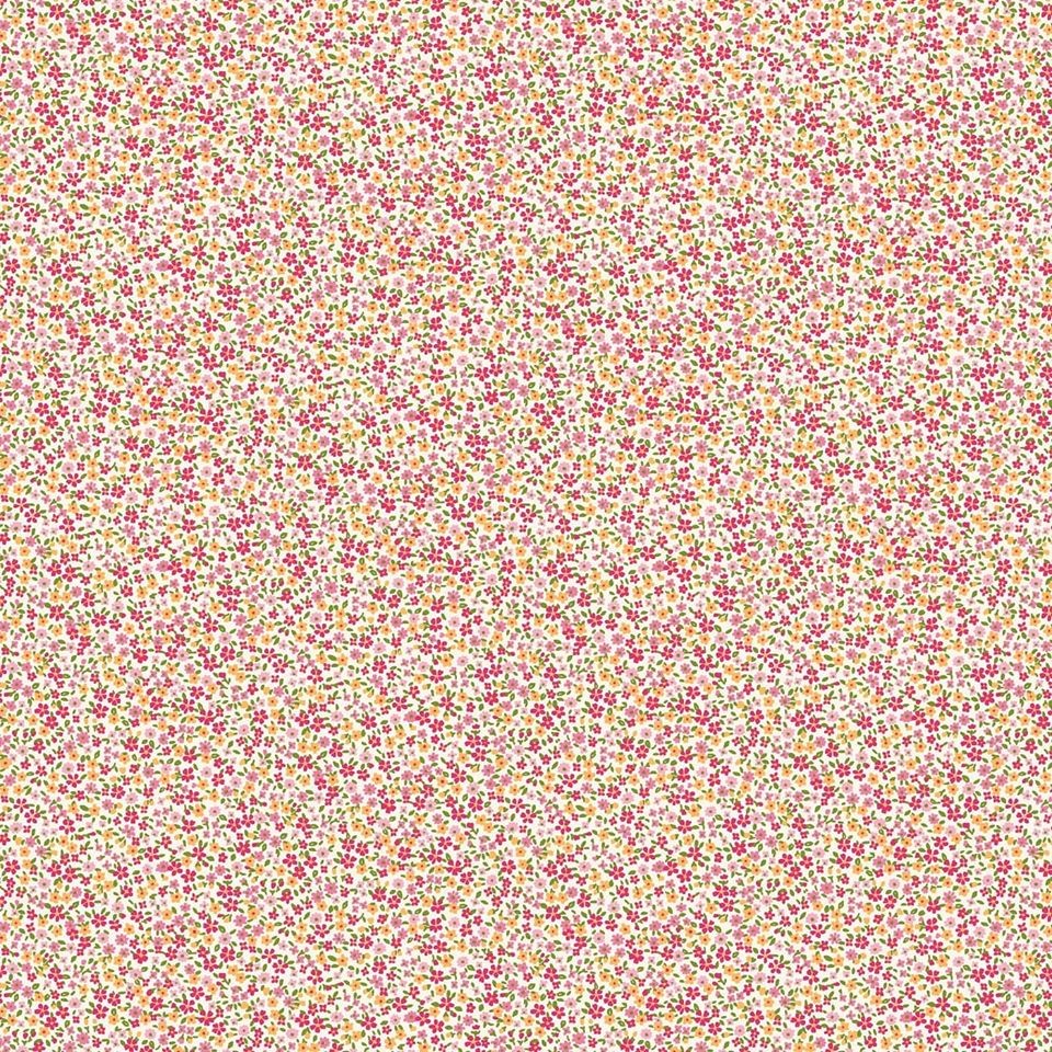 Tissu Coton cretonne imprimé fleuri BLANC