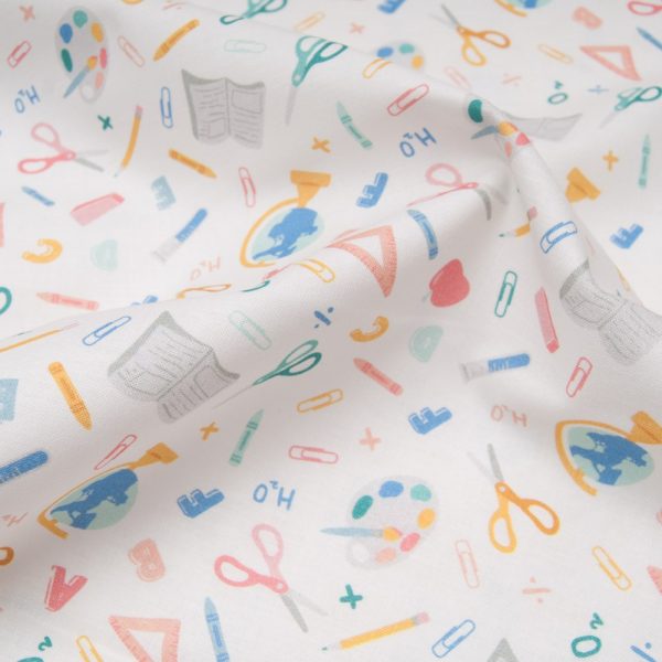COUPON COTON premium Oekotex Camelot Fabrics A l'ECOLE 50cm